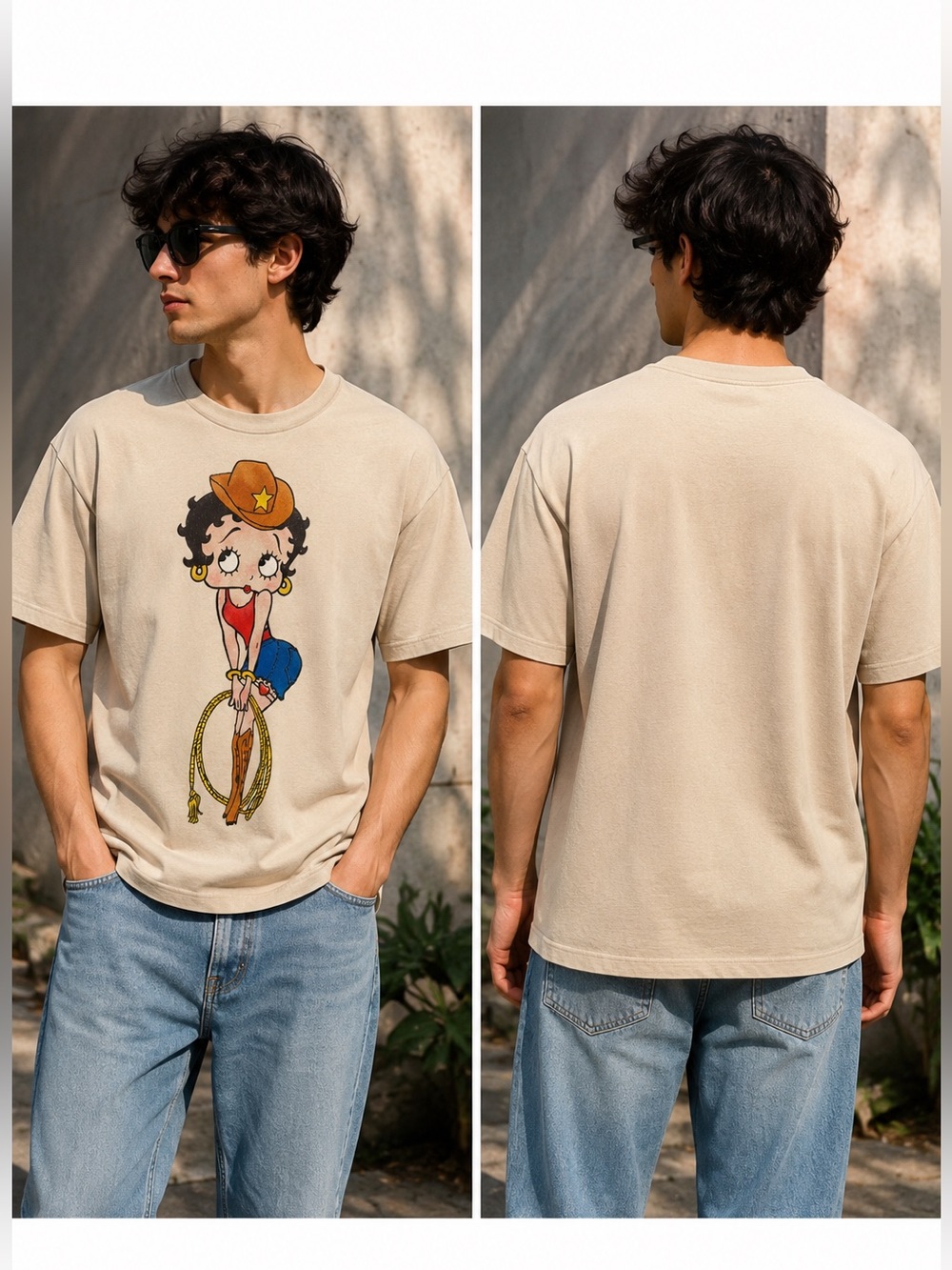 🌙✨🆕 Betty Boop Cowgirl Western Graphic Tee Unisex Size L 100% Cotton
